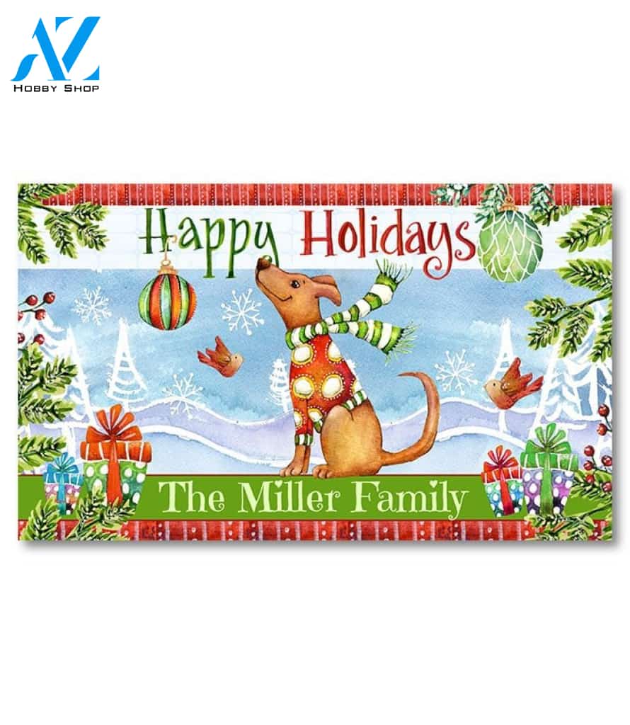 Doggone Happy Holidays Personalized Doormat - 18" x 30"