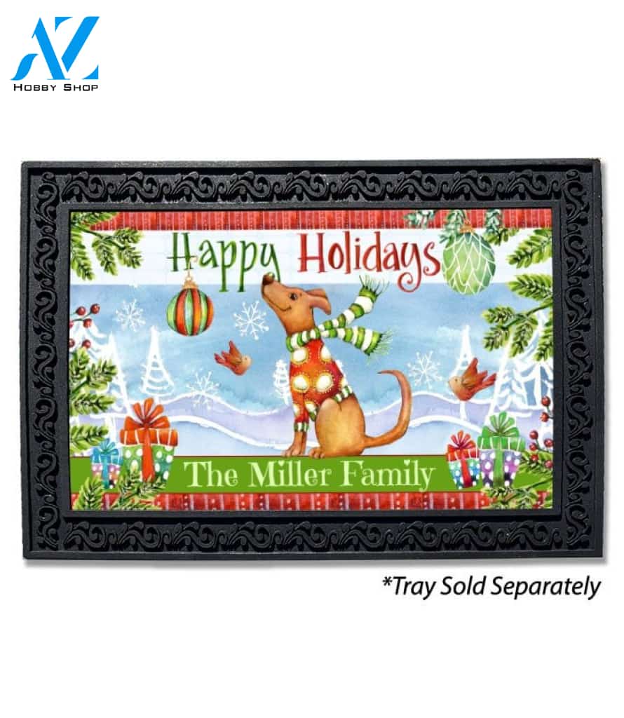 Doggone Happy Holidays Personalized Doormat - 18" x 30"