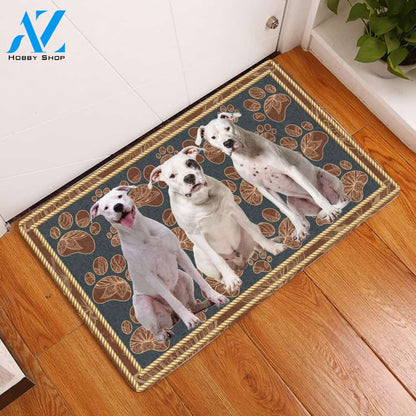 Dogo Argentino Flower Paw - Dog Doormat Welcome Mat House Warming Gift Home Decor Gift for Dog Lovers Funny Doormat Gift Idea