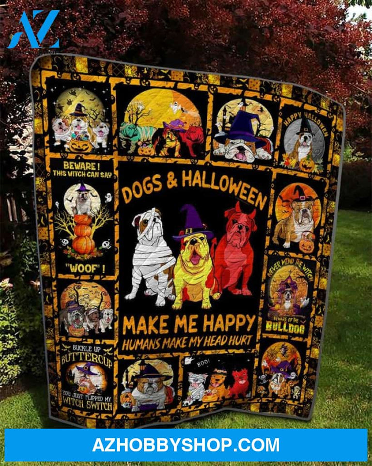 Dogs And Halloween Make Me Happy Humans Make My Head Hurt Blanket Gift For Friend Family Home Decor Bedding Couch Sofa Soft and Comfy Cozy