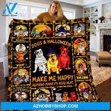 Dogs And Halloween Make Me Happy Humans Make My Head Hurt Blanket Gift For Friend Family Home Decor Bedding Couch Sofa Soft and Comfy Cozy
