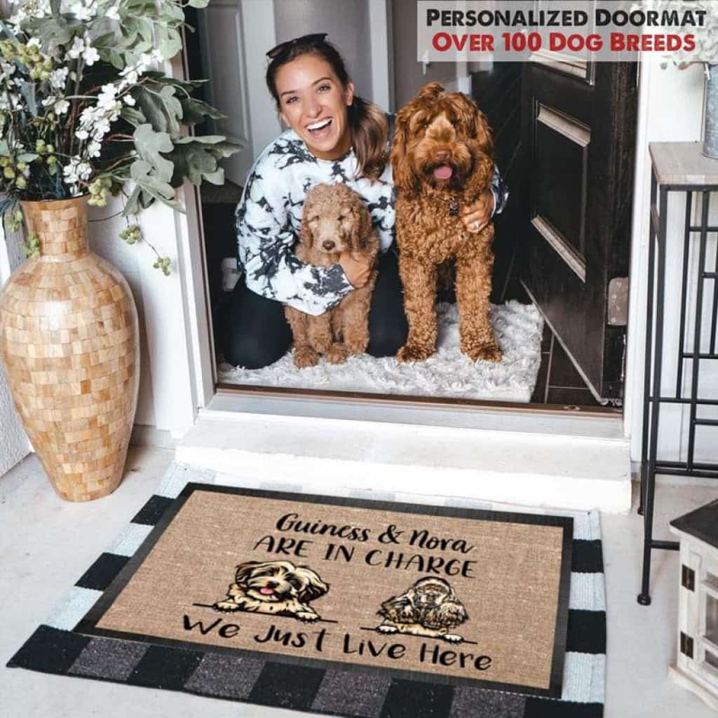 Dogs Are In Charge We Just Live Here Doormat, Dog Lover Gift