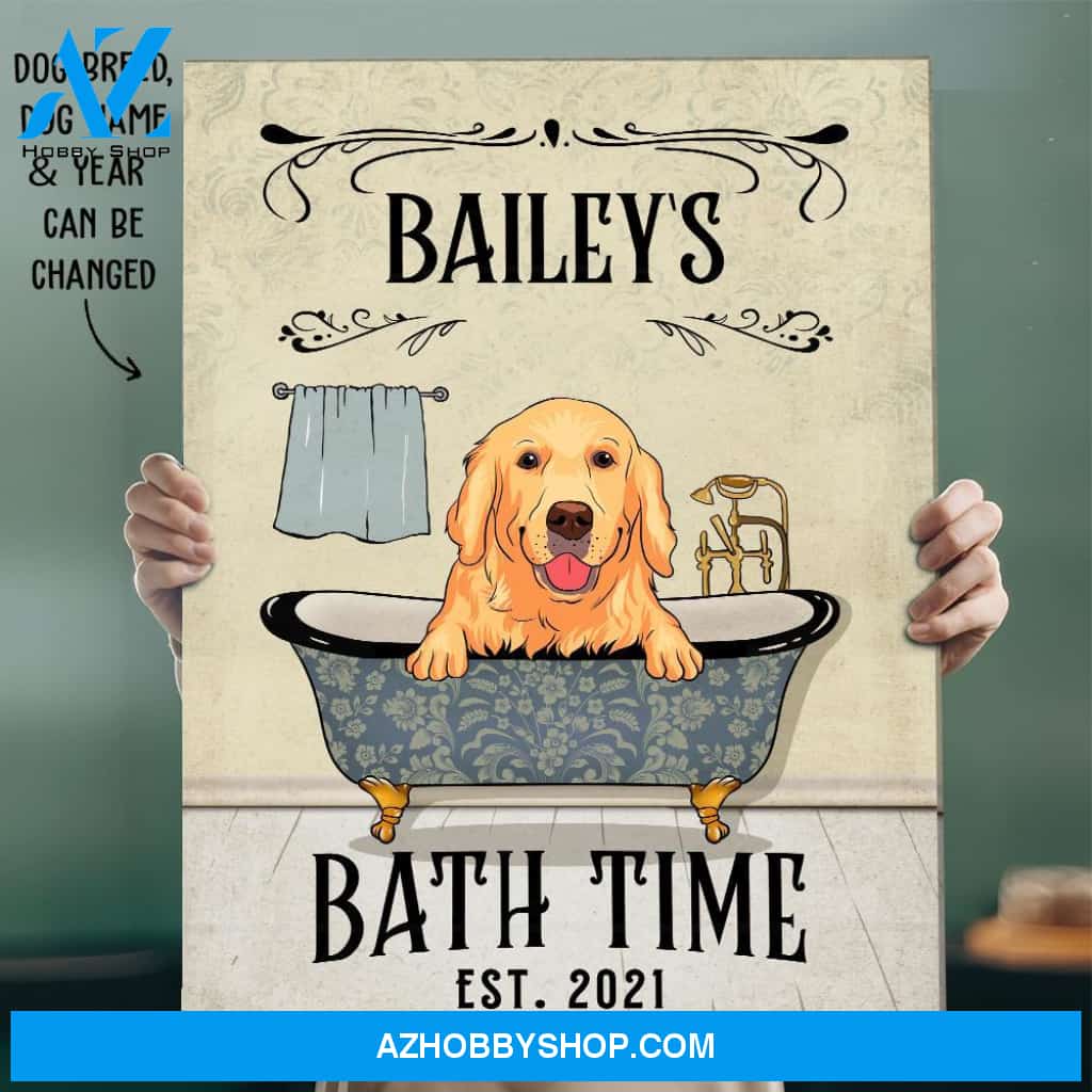 Dog's Bath Time 2 - Personalized Custom Matte Canvas
