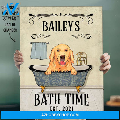 Dog's Bath Time 2 - Personalized Custom Matte Canvas