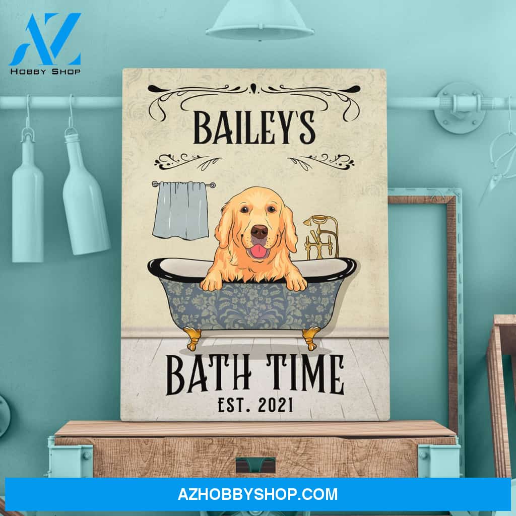 Dog's Bath Time 2 - Personalized Custom Matte Canvas