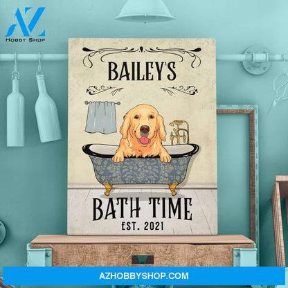 Dog's Bath Time 2 - Personalized Custom Matte Canvas