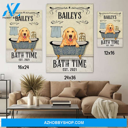 Dog's Bath Time 2 - Personalized Custom Matte Canvas