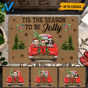 Dogs Doormat Customized Name And Breed Tis The Season To Be Jolly | WELCOME MAT | HOUSE WARMING GIFT