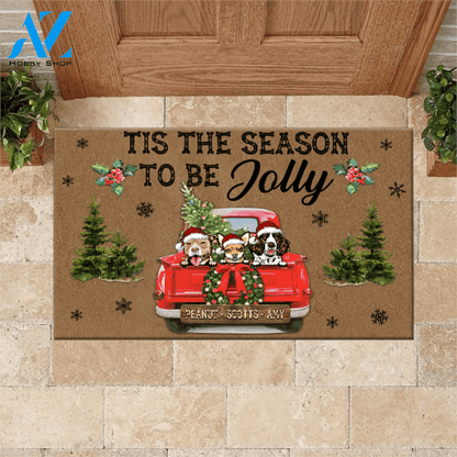 Dogs Doormat Customized Name And Breed Tis The Season To Be Jolly | WELCOME MAT | HOUSE WARMING GIFT