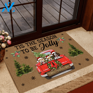 Dogs Doormat Customized Name And Breed Tis The Season To Be Jolly | WELCOME MAT | HOUSE WARMING GIFT