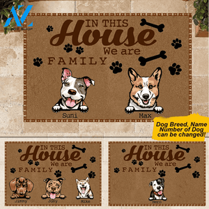 Dogs Doormat Customized We Are Family Dogs | WELCOME MAT | HOUSE WARMING GIFT