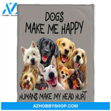 Dogs Make Me Happy, Fleece Blanket.Gift For Dog Lover Family Home Decor Bedding Couch Sofa Soft and Comfy Cozy