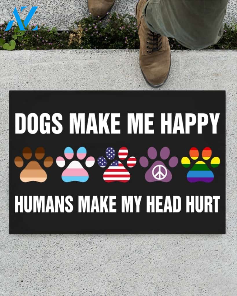 Dogs Make Me Happy Indoor and Outdoor Doormat Warm House Gift Welcome Mat Gift For Dog Lovers Birthday Gift