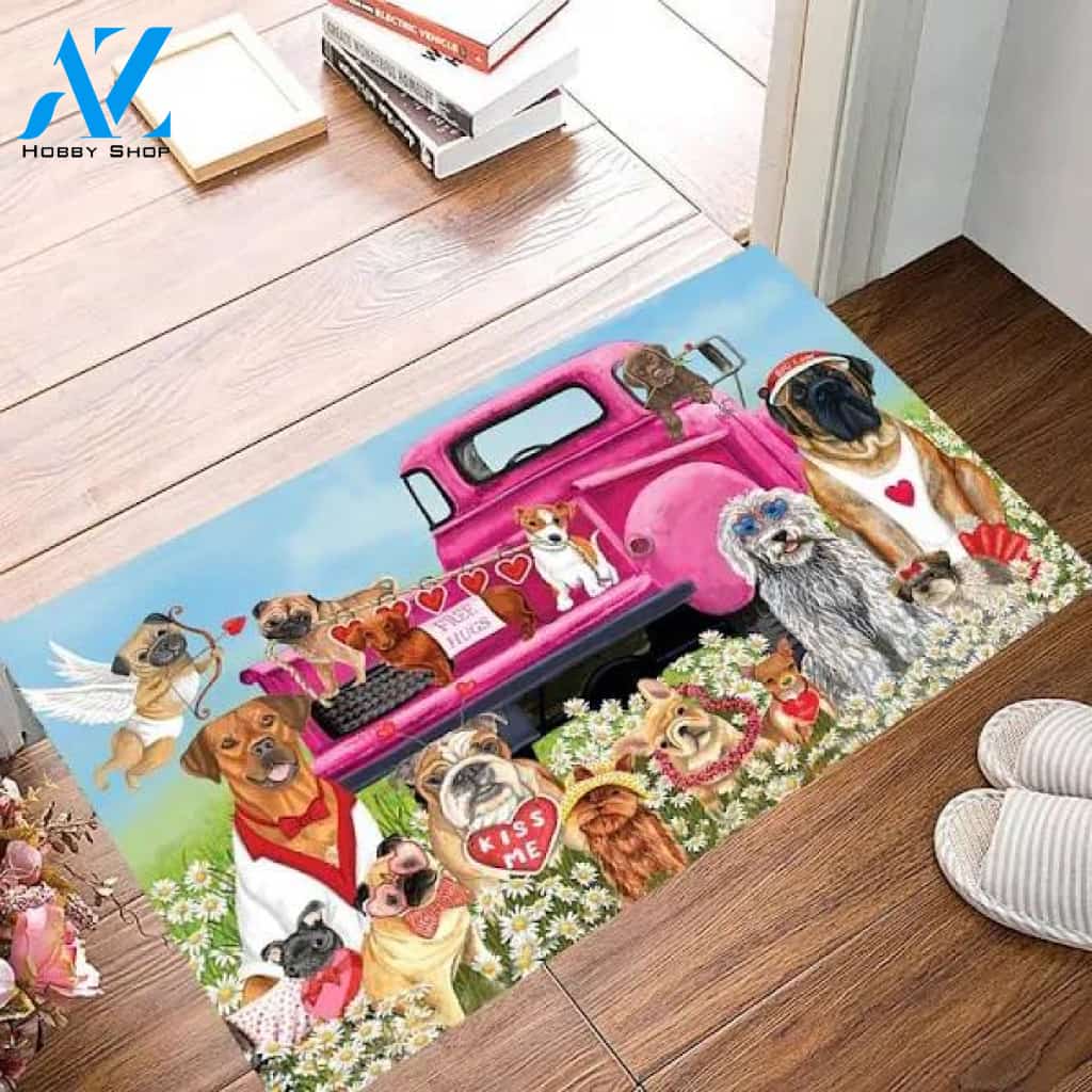 Dogs Valentines Doormat Cute Valentines Day Doormat Decor Indoor Floor Mat Valentine Gift Idea