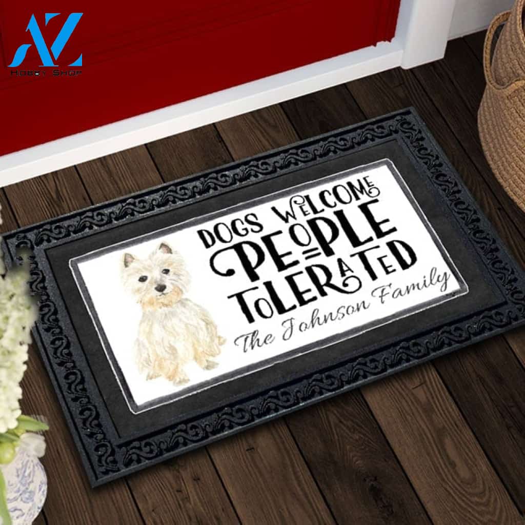 Dogs Welcome, People Tolerated Westie Personalized Doormat - 18" x 30"