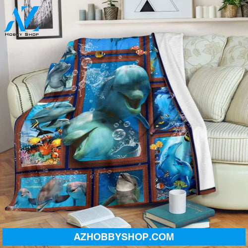 Dolphin Blanket, Dolphin king of ocean Fleece Blanket