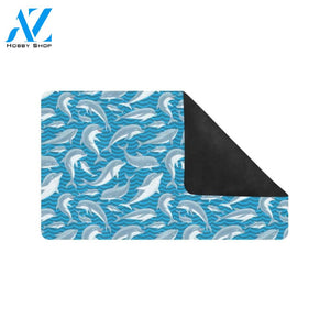 Dolphin Cute Print Pattern Rubber Doormat