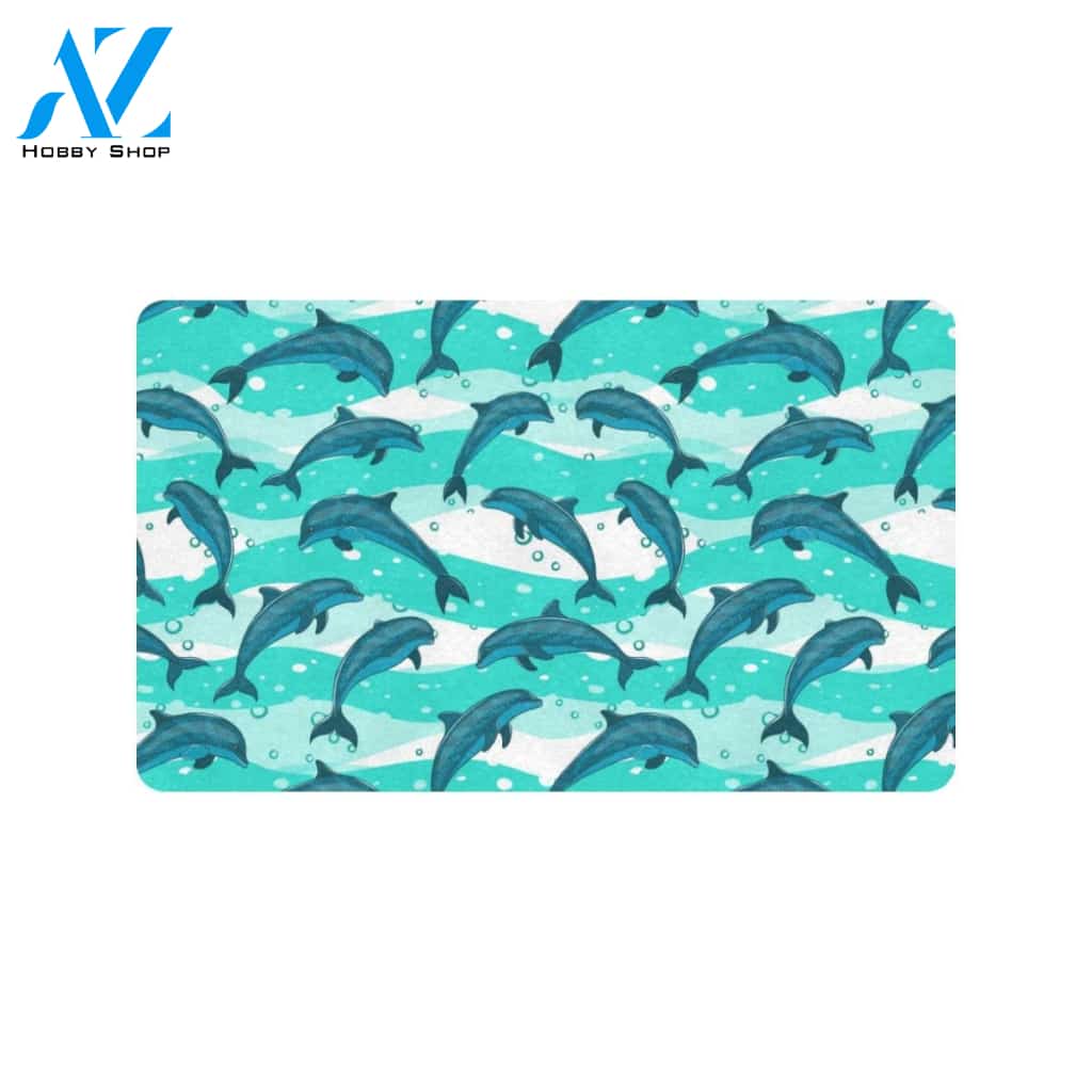 Dolphin Design Print Pattern Rubber Doormat