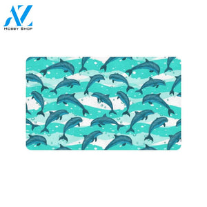 Dolphin Design Print Pattern Rubber Doormat