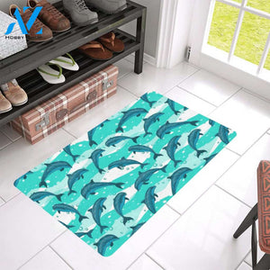 Dolphin Design Print Pattern Rubber Doormat