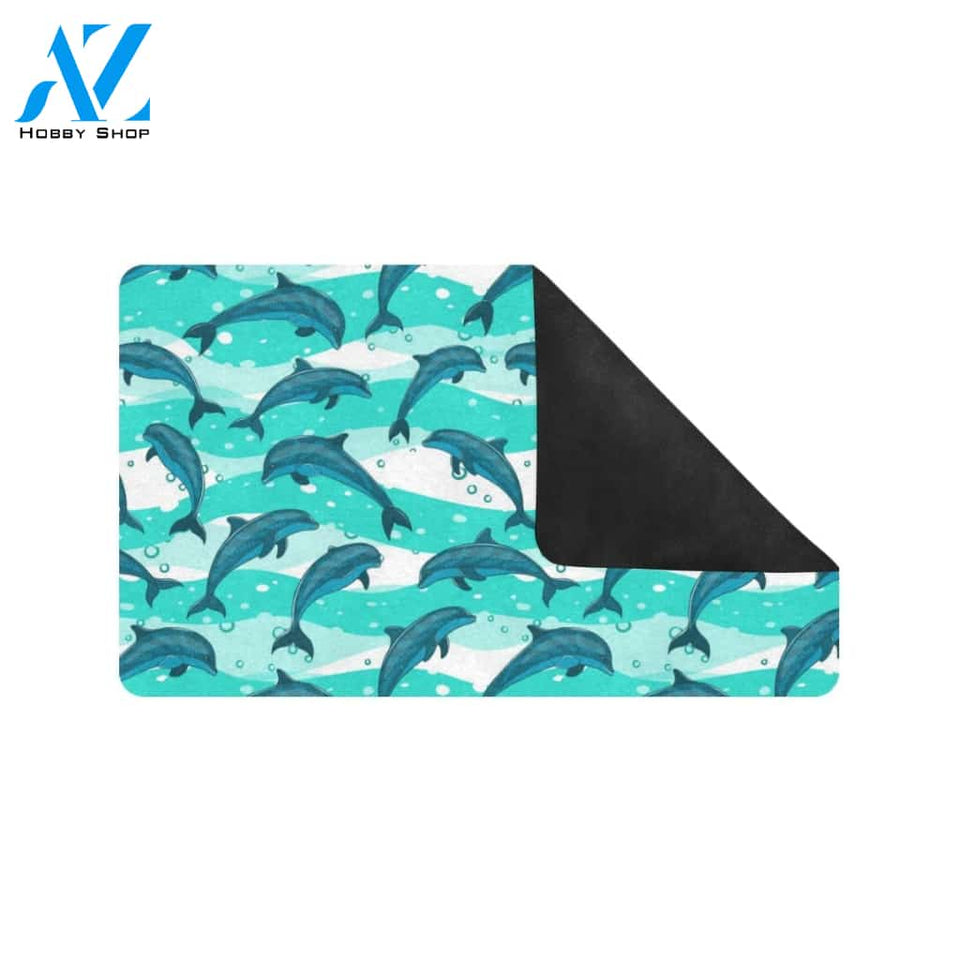 Dolphin Design Print Pattern Rubber Doormat