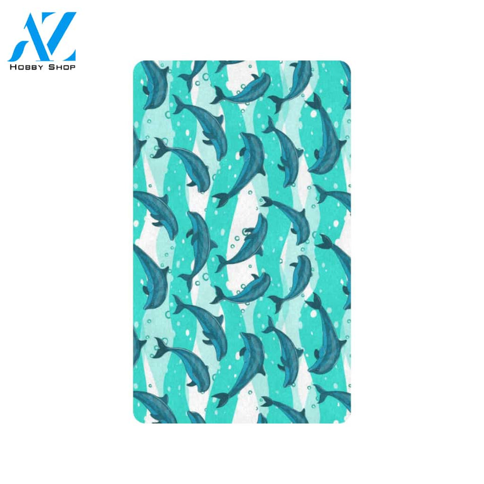 Dolphin Design Print Pattern Rubber Doormat