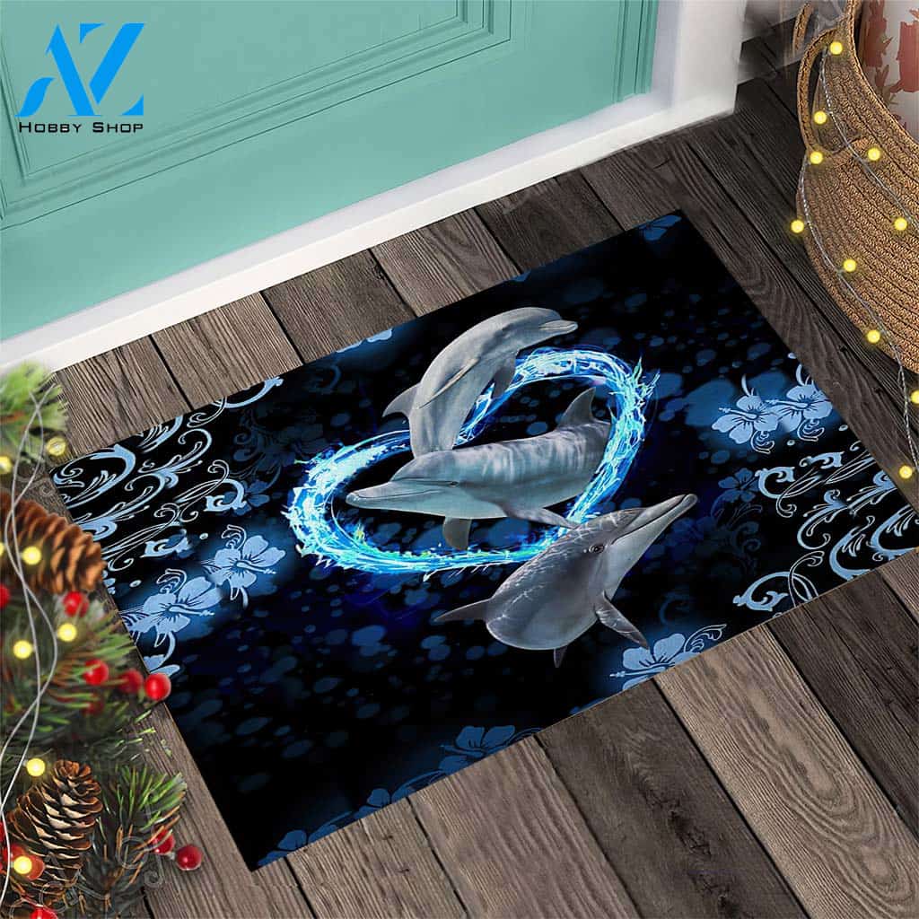 Dolphin Doormat, Gift For Dolphin Lovers, Gift For Family And Friend Doormats Inhouse Doormats Home Decor Housewarming Gift