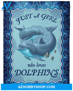 Dolphin Fleece Blanket - Just A Girl Who Lovers Dolphins Gift For Family Friend Birthday Gift Home Decor Bedding Couch Sofa Soft And Comfy Cozy