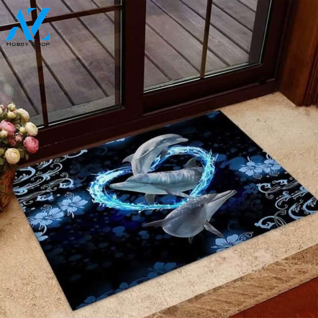 Dolphin Heart Form Dolphin Doormat | Welcome Mat | House Warming Gift