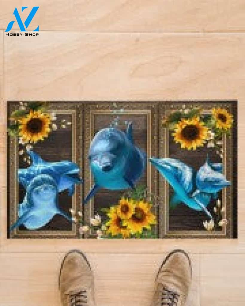 Dolphin Lovely Sunflowers Gift For You Doormat