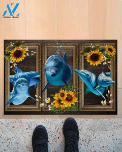 Dolphin Lovely Sunflowers Indoor And Outdoor Doormat Gift For Dolphin Lovers Birthday Gift Decor Warm House Gift Welcome Mat