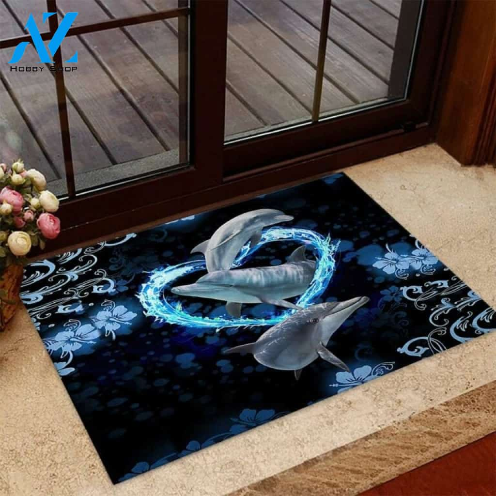 Dolphin Lover Heart Doormat