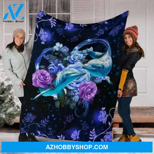 Dolphin Premium Blanket Dolphin And Flower Fleece Blanket