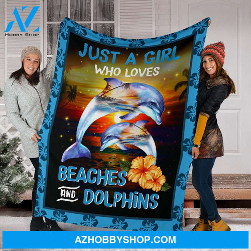 Dolphin Premium Blanket Just A Girl Fleece Blanket