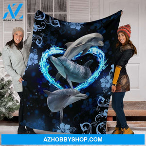 Dolphin Premium Blanket We Love Dolphin Fleece Blanket