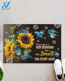 Dolphin Sunflower Every Day Is A New Beginning Indoor And Outdoor Doormat Gift For Dolphin Lovers Birthday Gift Decor Warm House Gift Welcome Mat