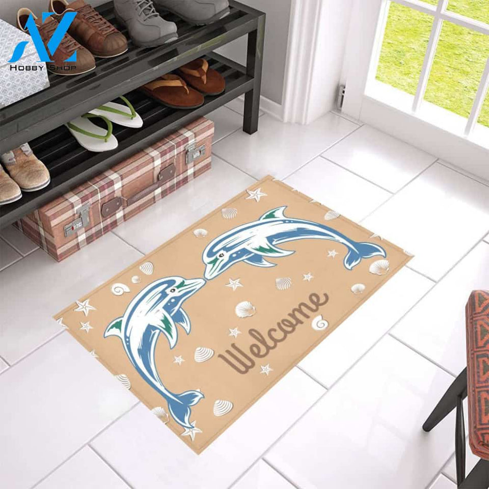 Dolphin Welcome Wildlife Funny Indoor And Outdoor Doormat Warm House Gift Welcome Mat Funny Birthday Gift For Dolphin Lovers