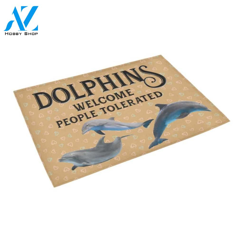 Dolphins Welcome People Tolerated Printed Doormat Home Decor Gift