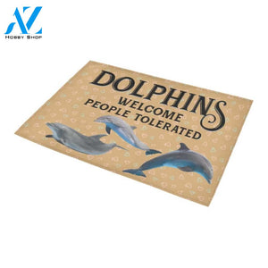 Dolphins Welcome People Tolerated Printed Doormat Home Decor Gift