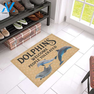 Dolphins Welcome People Tolerated Printed Doormat Home Decor Gift