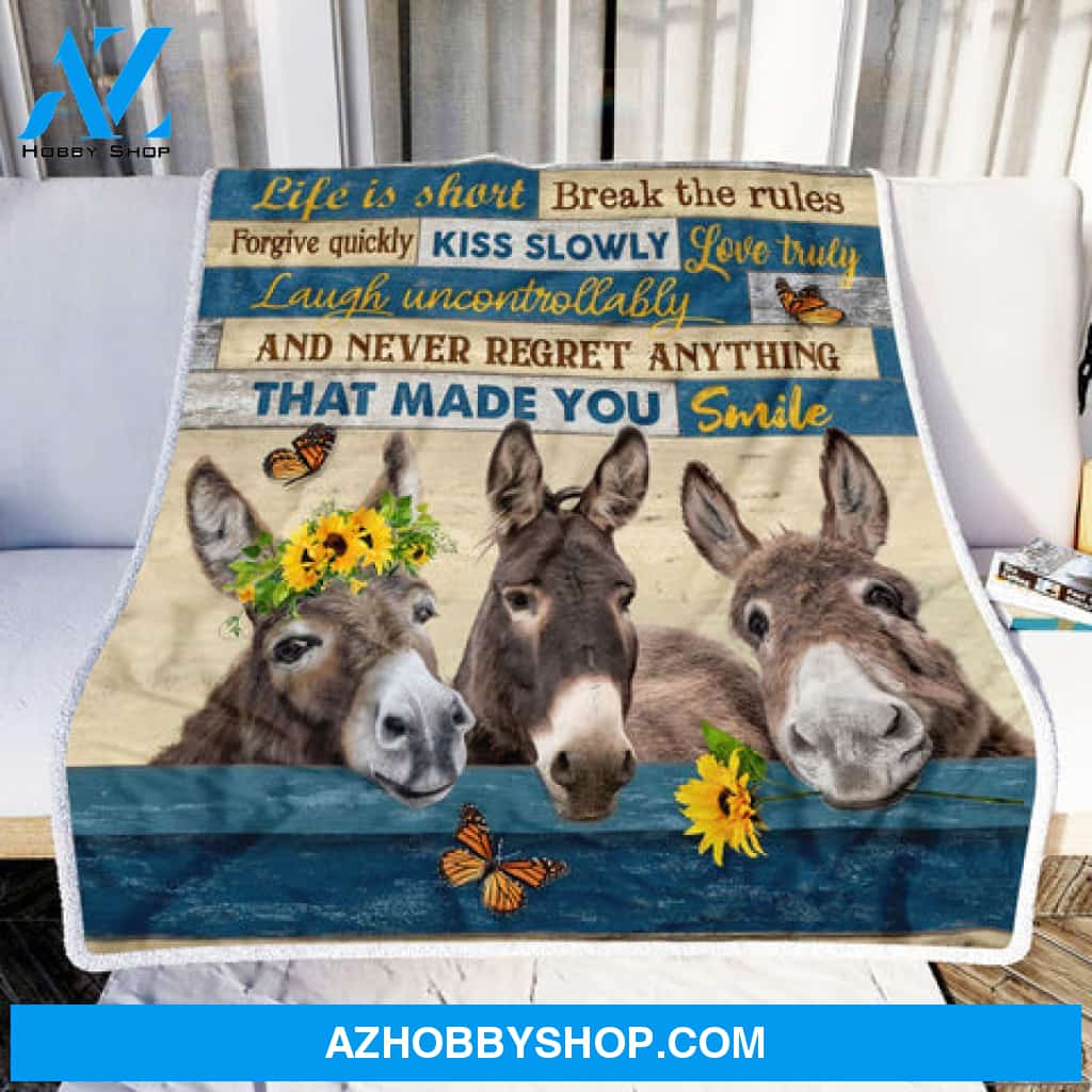 Donkey Blanket, Donkey Life Is Short Sunflower, Donkey Lovers