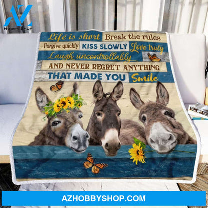 Donkey Blanket, Donkey Life Is Short Sunflower, Donkey Lovers
