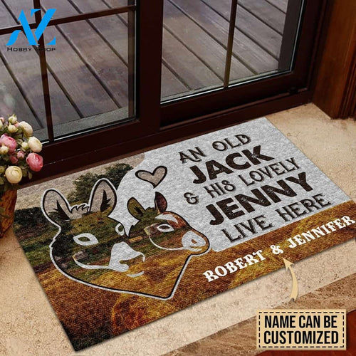 Donkey Couple Old Jack Lovely Jenny Live Here Custom Doormat