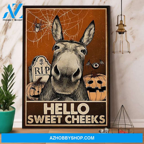Donkey Hello Sweet Cheeks Vintage Halloween Canvas And Poster, Wall Decor Visual Art, Halloween Gift, Happy Halloween