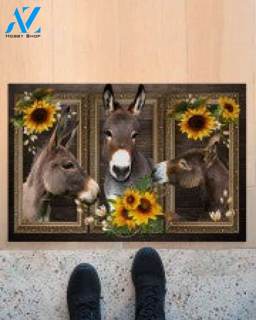 Donkey Lovely Sunflowers Gift For You Doormat