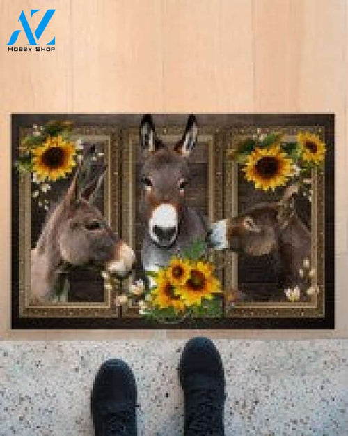Donkey Lovely Sunflowers Gift For You Doormat