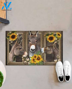 Donkey Sunflower Animal Doormat Welcome Mat Farm Rug Housewarming Gift Gift for Famer Friend Family Gift for Donkey Lover Farm Animal Lovers