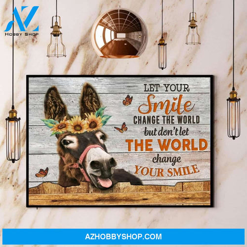 Donkey Sunflower Let Your Smile Change The World Canvas And Poster, Wall Decor Visual Art