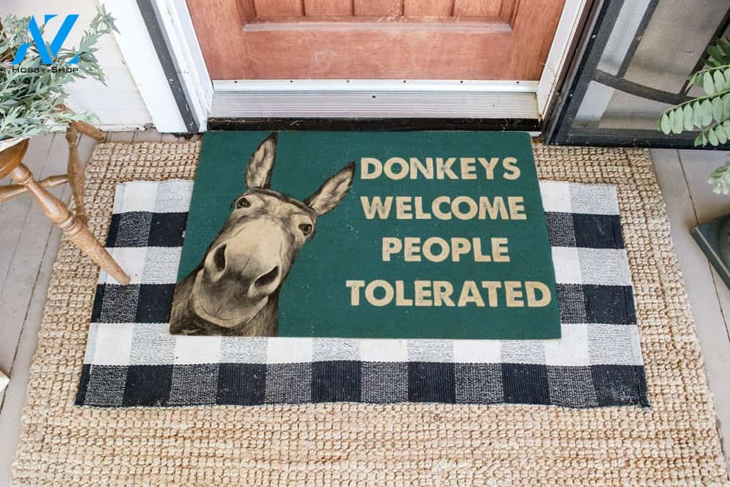 Donkeys Welcome People Tolerated Doormat | Welcome Mat | House Warming Gift | Christmas Gift Decor