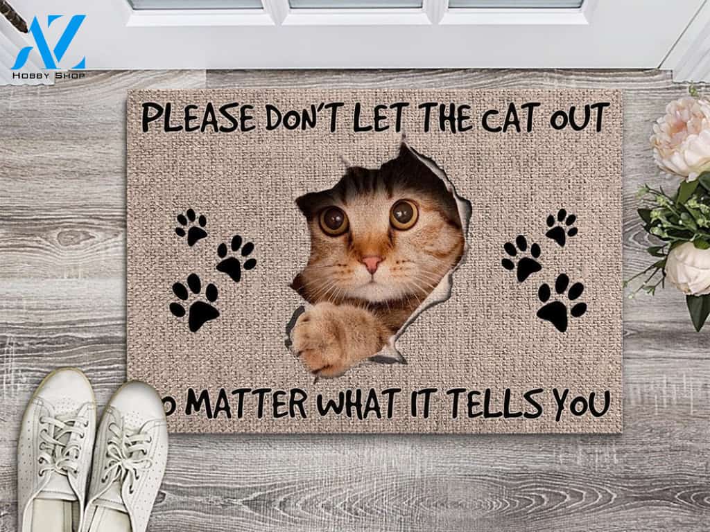 Don't Let The Cat Out Indoor and Outdoor Doormat Warm House Gift Welcome Mat Gift for Labrador Lovers Birthday Gift